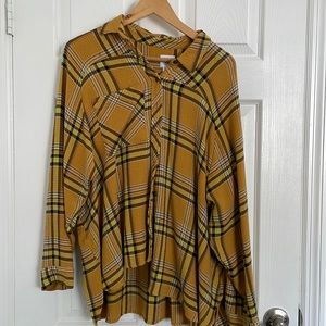 Urban outfitters yellow plaid oversized long sleeve shirt